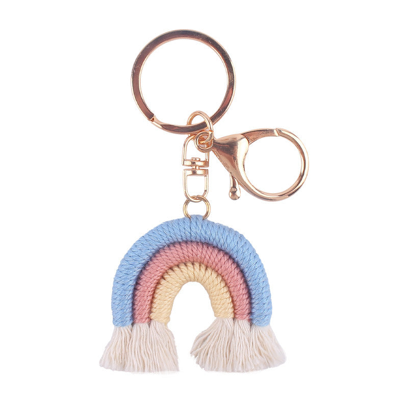 Wholesale Cotton Rope Little Rainbow Handwoven Pendant Tassel Bag Keychains